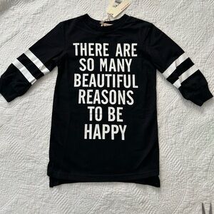 NWT “There are so Many Beautiful Reasons to be Happy” tunic/dress 5 Blk/white